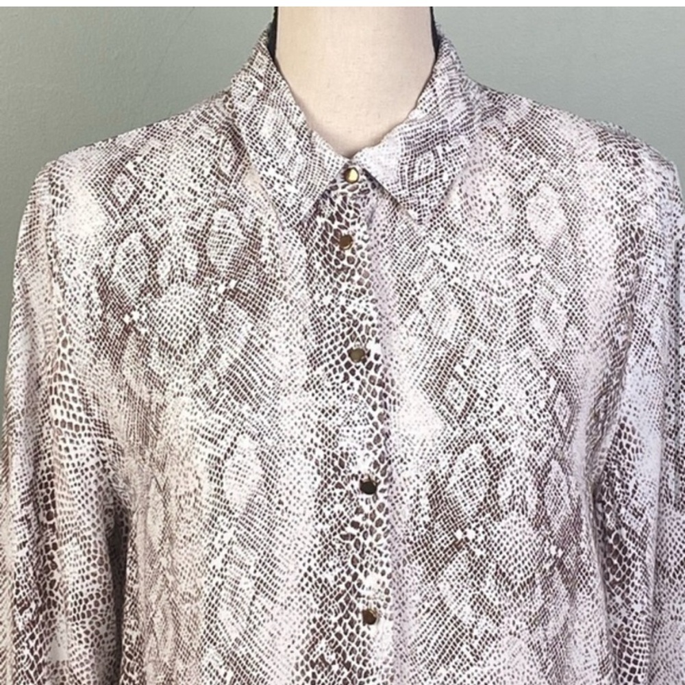 Zara Basic Brown/Cream Snakeskin Pattern Asymmetr… - image 3